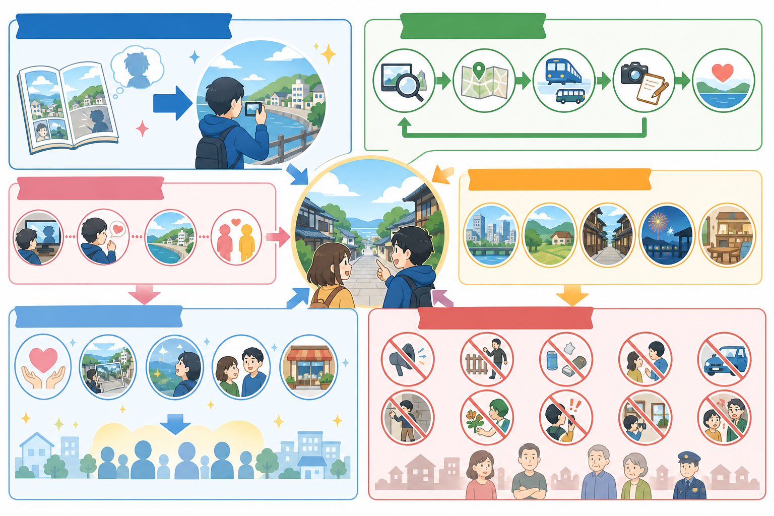 聖地巡礼とは？読み方・意味・デメリットと迷惑をかけないマナーの図解