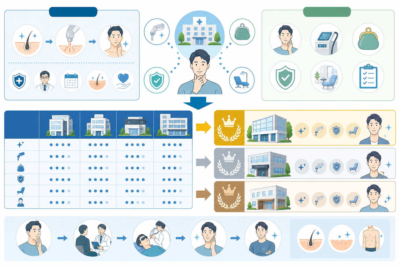 メンズ医療脱毛おすすめ5選｜初心者が失敗しない選び方と費用の目安の図解