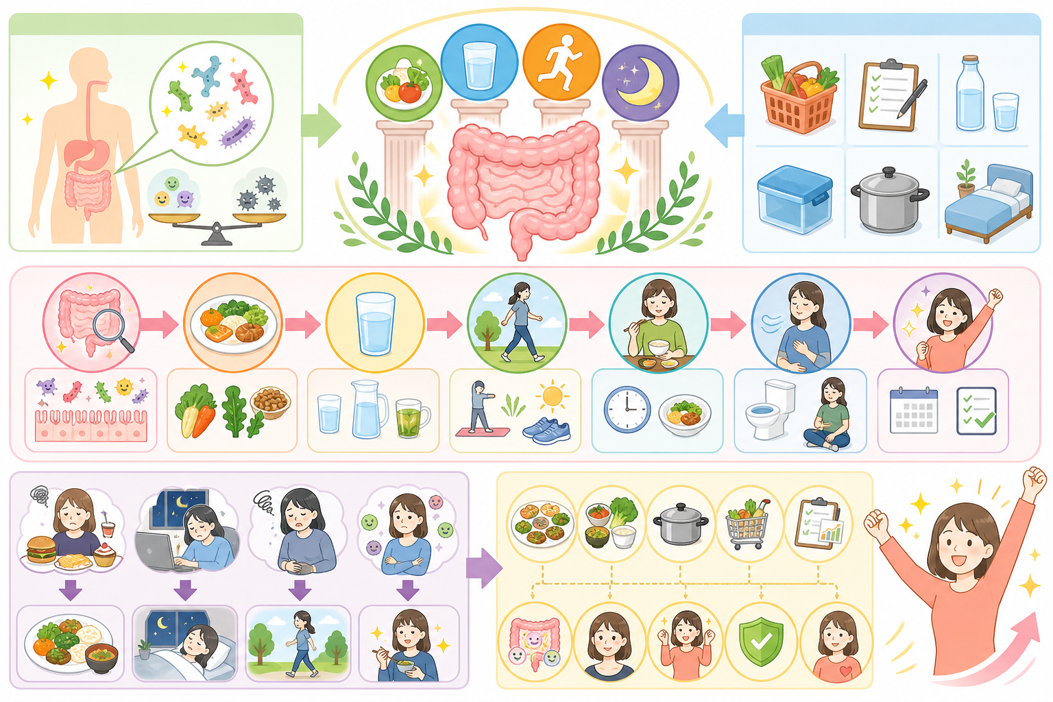 腸活のやり方｜初心者は何から始める？今日からの7ステップと続け方の図解
