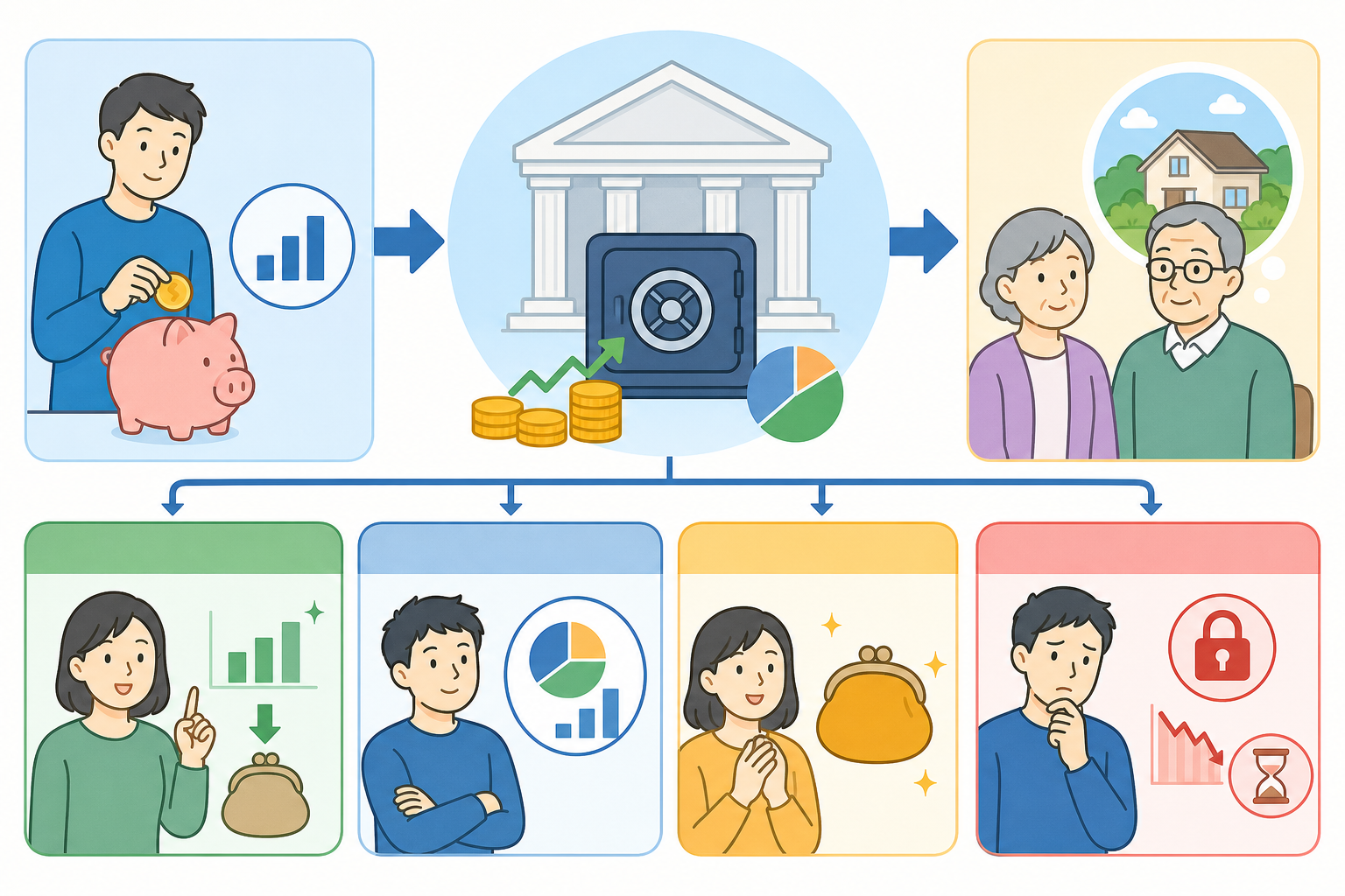 仕組みをもう少し詳しく:掛金・運用・受け取りの3ステップ
